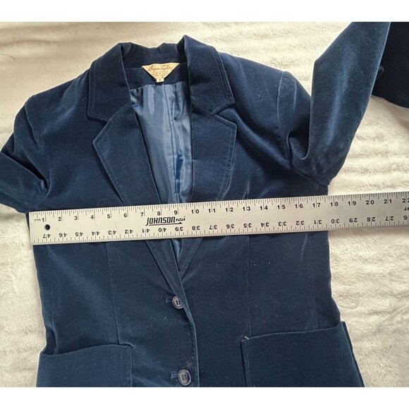 Vintage Dayne Taylor Womens Velvet Blazer 6 Single-Breasted Blue Pockets Japan - Picture 6 of 8